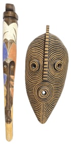 (2) LARGE AFRICAN CARVED & POLYCHROMED WOOD MASKS