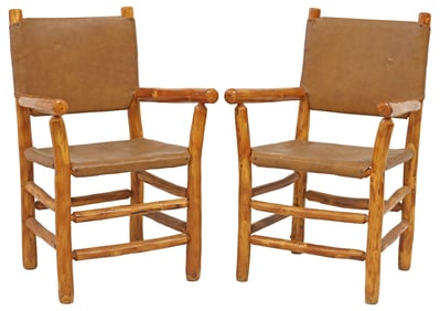 (2) RUSTIC CEDAR LOG FRAME ARMCHAIRS