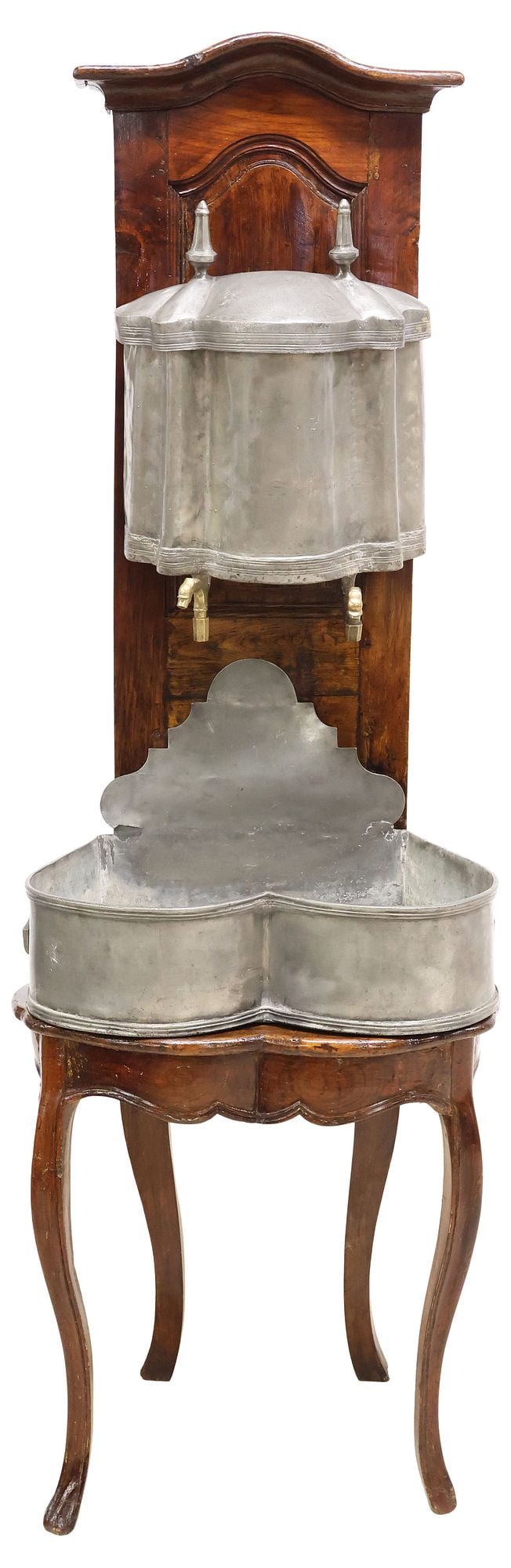 LARGE FRENCH PEWTER LAVABO W/ HEART SHAPED BASIN ON STAND (1 of 5)