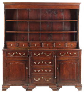 ENGLISH GEORGIAN PERIOD OAK TWO-PART OAK KITCHEN DRESSER