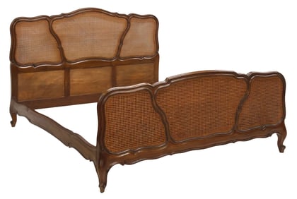 ITALIAN LOUIS XV STYLE CANED WALNUT BED