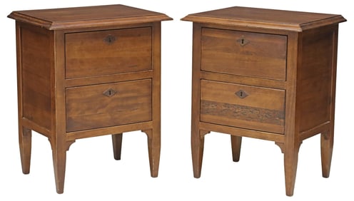 (2) ITALIAN NEOCLASSICAL STYLE CARVED WALNUT NIGHTSTANDS