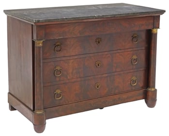 FRENCH EMPIRE MAHOGANY COMMODE, SIGNED P. PISTER, DATED 1819