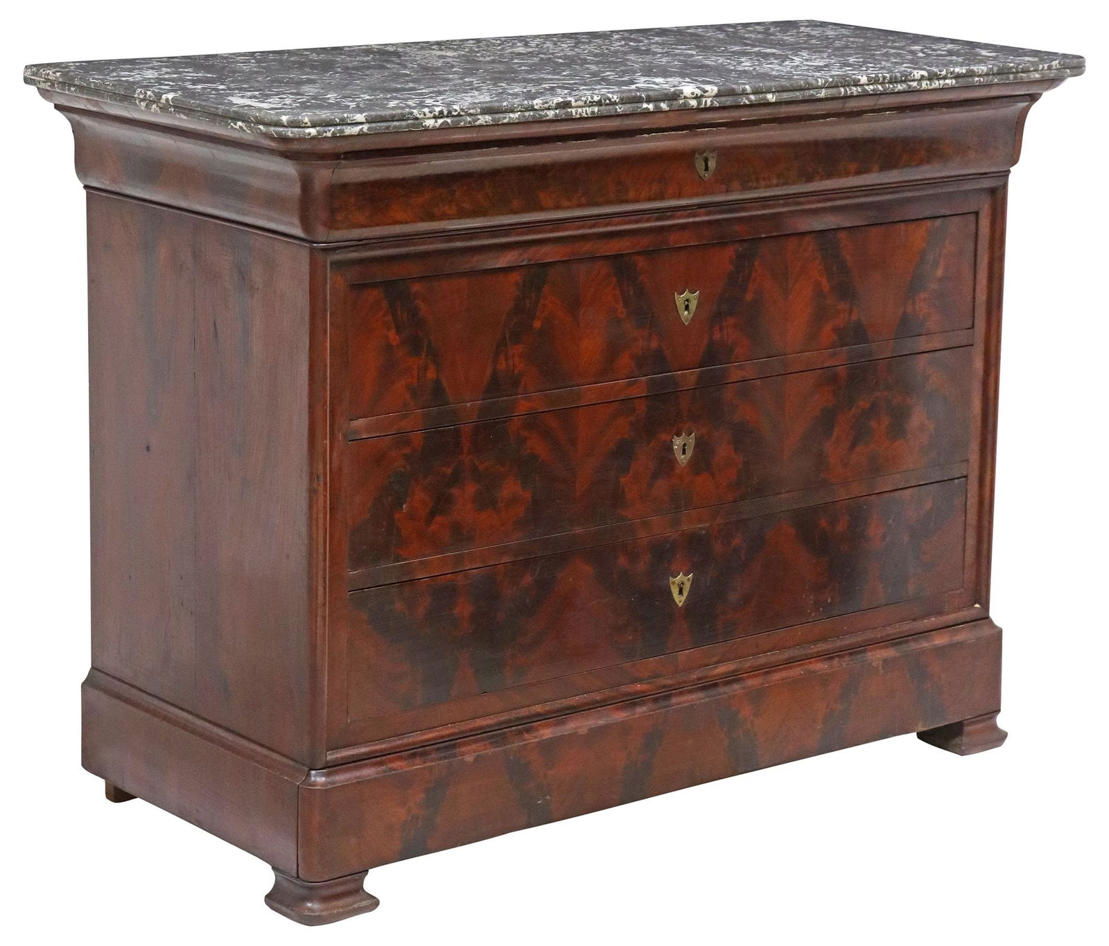 FRENCH LOUIS PHILIPPE MARBLE-TOP MAHOGANY COMMODE (1 of 5)