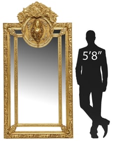 LARGE LOUIS XV STYLE GILT PARCLOSE PORTRAIT MIRROR, 83"H