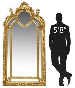 LARGE LOUIS XV STYLE GILT PARCLOSE MIRROR, 83.5"H