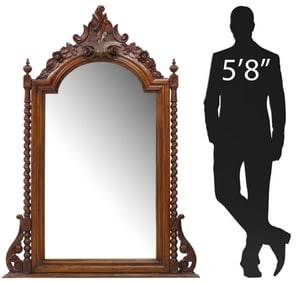 FRENCH HENRI II STYLE CARVED WALNUT MIRROR, 69.5" X 50.25"