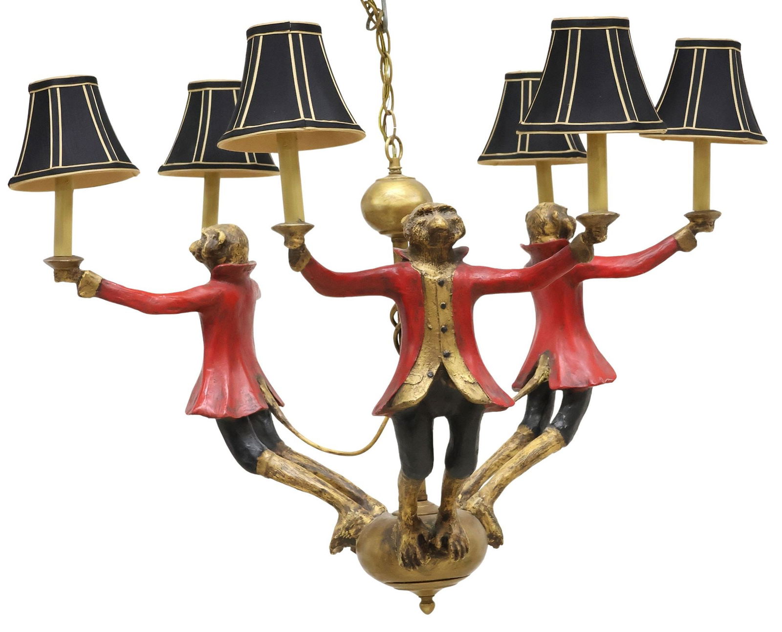 BILL HUEBBE (ATTRIB) MONKEY FOOTMEN SIX-LIGHT CHANDELIER (1 of 5)