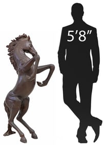 LARGE PATINATED BRONZE SCULPTURE, REARING HORSE, 58.5"H