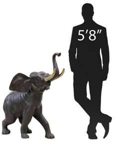 LARGE PATINATED BRONZE WILDLIFE ELEPHANT SCULPTURE, 41"H