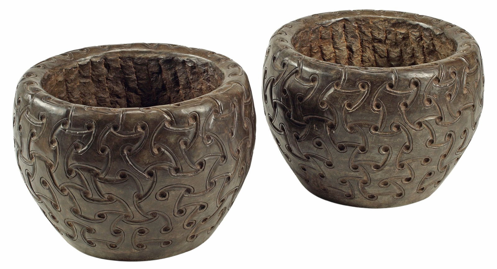 (2) CELTIC STYLE CARVED HARDSTONE PLANTERS OR JARDINIERES (1 of 4)