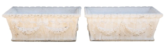 (2) FRENCH CAST STONE GARDEN PLANTERS