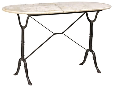 FRENCH MARBLE-TOP CAST IRON BISTRO TABLE