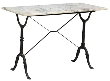 FRENCH MARBLE-TOP CAST IRON BISTRO TABLE