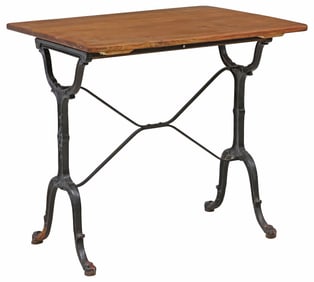 FRENCH OAK & CAST IRON BISTRO TABLE
