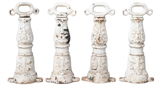 (4) WHITE PAINTED CAST IRON FOLIATED STANCHIONS