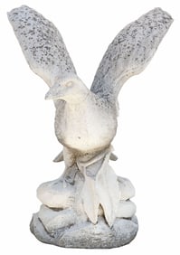 LARGE CAST STONE GARDEN STATUE, EAGLE, 28"H