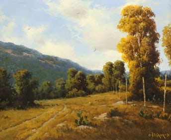 A.D. GREER (1904-1998) AUTUMN LANDSCAPE WITH CACTUS, 20" X 24"