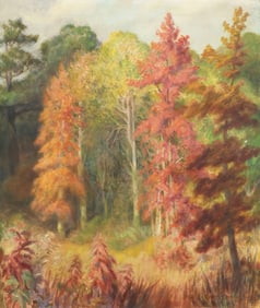 EMMA RICHARDSON CHERRY (1859-1954) PAINTING, AUTUMN LANDSCAPE