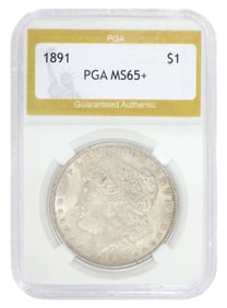 U.S. MORGAN SILVER DOLLAR, 1891, PGA MS65+