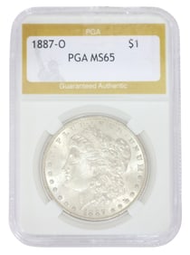 U.S. MORGAN SILVER DOLLAR, 1887-0, PGA MS65