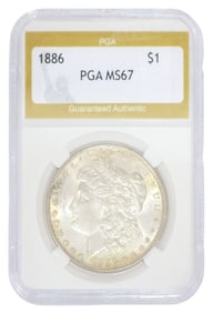 U.S. MORGAN SILVER DOLLAR, 1886, PGA MS67