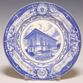 SCARCE BLUE WEDGWOOD UT 'THE OLD LIBRARY' COMMEMORATIVE PLATE