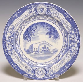 SCARCE BLUE WEDGWOOD UT 'GREGORY GYMNASIUM' COMMEMORATIVE PLATE