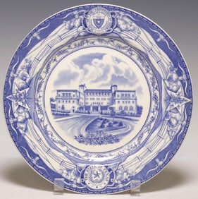 SCARCE BLUE WEDGWOOD UT 'HOME ECONOMICS BUILDING' COMMEMORATIVE PLATE