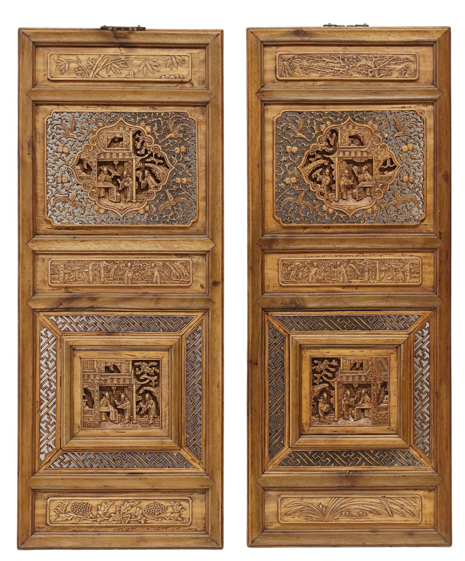 (2) CHINESE CARVED HARDWOOD ARCHITECTURAL PANELS (1 of 4)