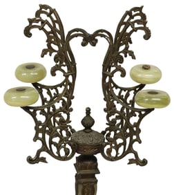 ITALIAN PATINATED METAL & ONYX STANDING HALL TREE