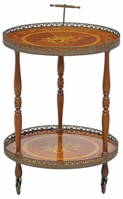 ITALIAN TWO-TIER MARQUETRY BAR CART/ SERVICE TROLLEY
