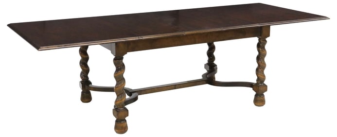 FRENCH PLUM PUDDING MAHOGANY EXTENSION DINING TABLE