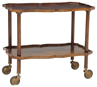ITALIAN TWO-TIER MAHOGANY BAR CART / SERVICE TROLLEY