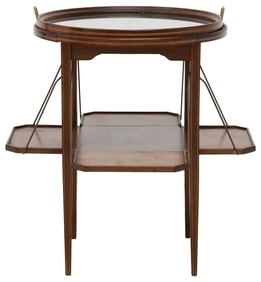 FRENCH INLAID MAHOGANY TRAY-TOP TEA TABLE