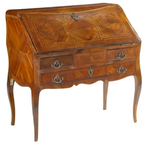 FRENCH LOUIS XV STYLE PARQUETRY SLANT-FRONT BUREAU