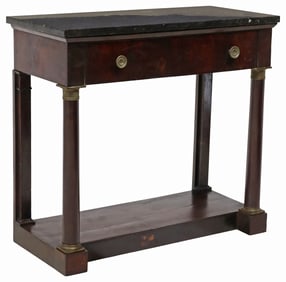 FRENCH EMPIRE STYLE MARBLE-TOP MAHOGANY CONSOLE TABLE