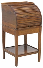 FRENCH WALNUT DIMINUTIVE CYLINDER DESK / BEDSIDE CABINET