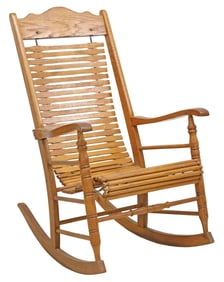 AMERICAN CRAFTSMAN SLATTED OAK ROCKING CHAIR