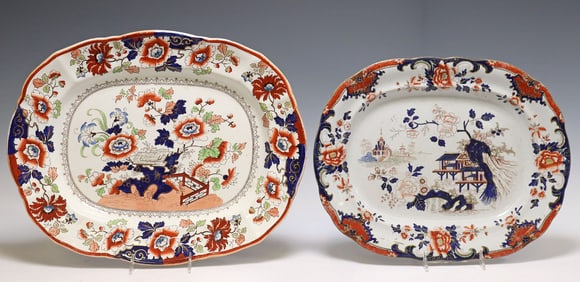 (2) ENGLISH IRONSTONE CHINOISERIE PLATTERS