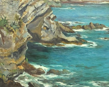 SAVERIO SEASSARO (1917-2016) PAINTING MEDITERRANEAN SEASCAPE