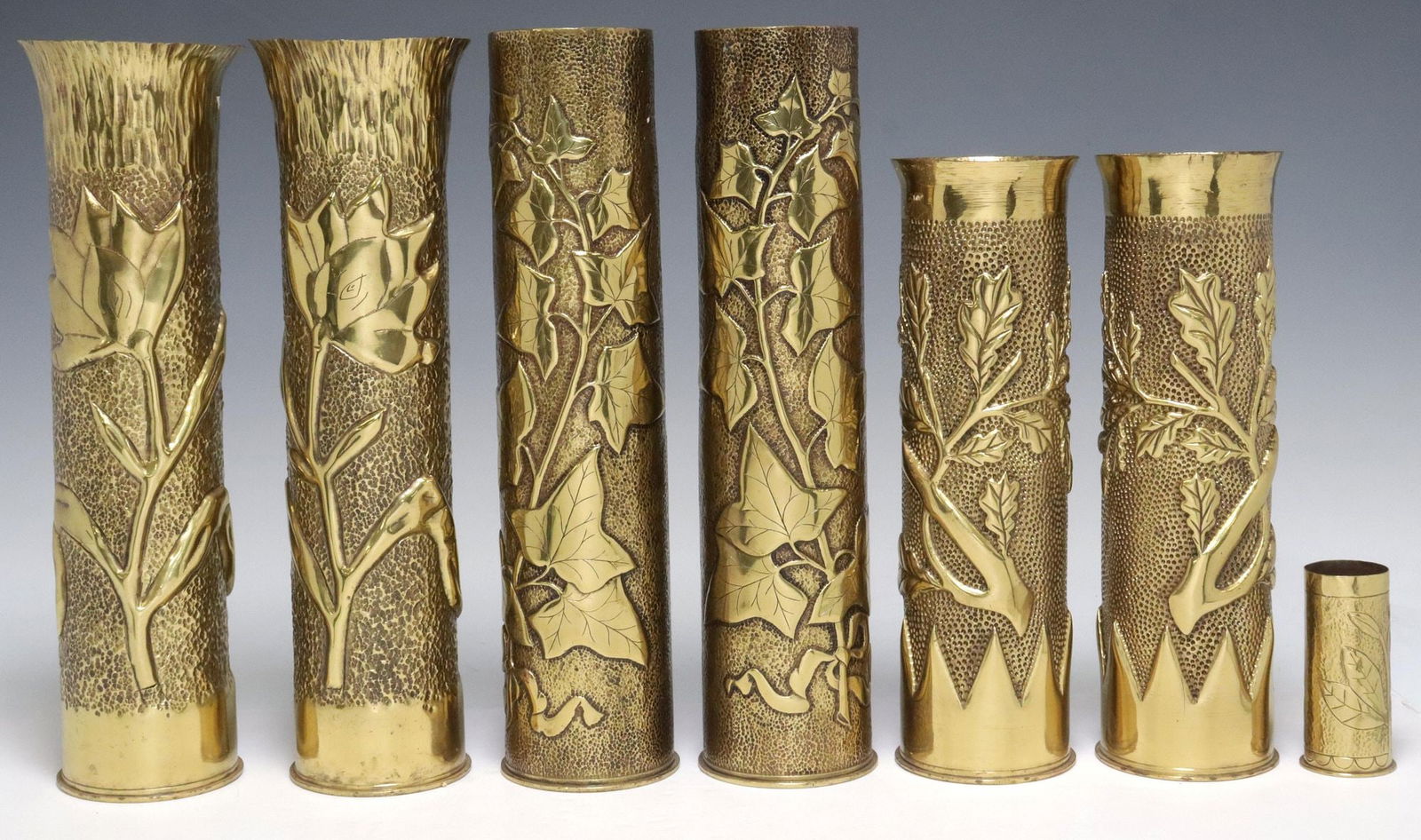 (7) FRENCH WWI-ERA TRENCH ART ARTILLERY SHELL VASES (1 of 3)