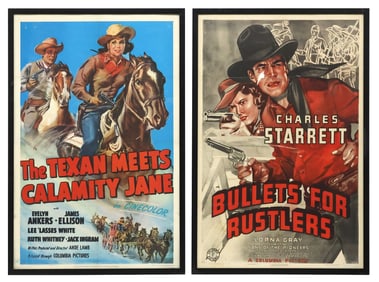 (2) FRAMED EARLY WESTERN MOVIE POSTERS, CALAMITY JANE & CHARLES STARRETT