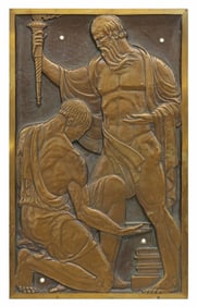 NEOCLASSICAL BRONZE BAS RELIEF PLAQUE, 21" X 13"