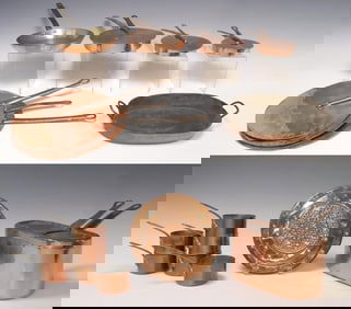 (19) FRENCH COPPER KITCHENWARE, POTS, SAUCEPANS & LIDS