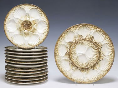 (13) FRENCH LONGCHAMP FAIENCE OYSTER SERVICE