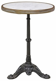 FRENCH MARBLE-TOP CAST IRON BISTRO TABLE