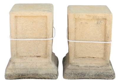 (2) GARDEN STATUARY CAST STONE PLINTH PEDESTAL BASES