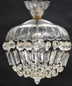 ITALIAN GLASS & CRYSTAL BEADED 1-LT CEILING LAMP