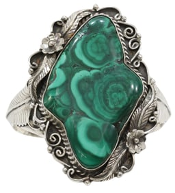 SOUTHWEST-STYLE STERLING SILVER & MALACHITE CUFF